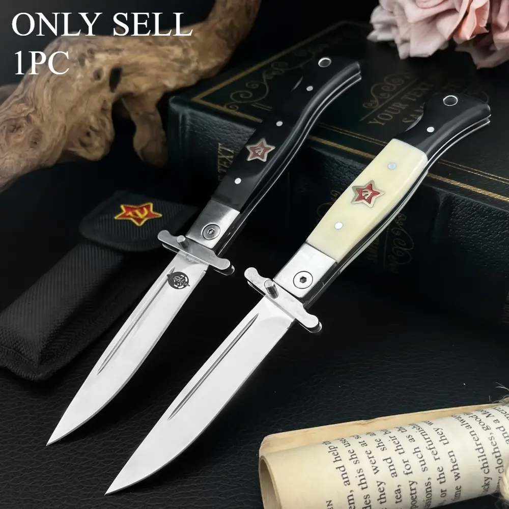 Best-Selling Russian NKVD Pocket Folding Knife with 440C Blade, ABS Handle, and Sheath—Portable Hiking, Cutting, and Mountaineering Rescue Tool, Outdoor Practical Tool, Portable Multipurpose Knives; EDC, Camping, and Outdoor Survival Knife