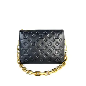 Pre-owned Louis Vuitton Leather Shoulder Bags Black Coussin PM Shoulder Bag