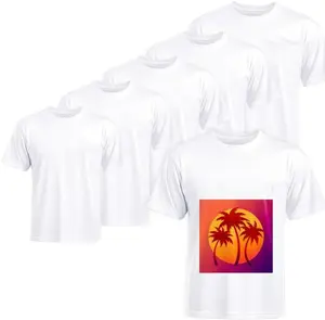 Joyclub 5 PCS Unisex Sublimation Blanks Bulk Polyester T Shirts for Sublimation Crew Neck Short Sleeve Wholesale DIY Gifts