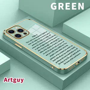 Luxury Electroplated Phone Case for iPhone 17 16 15 14 Pro Max 13 12 11  XS Plus Divine Shepherd Psalm Pattern Soft TPU Silicone Ultra Slim cellphone Cover