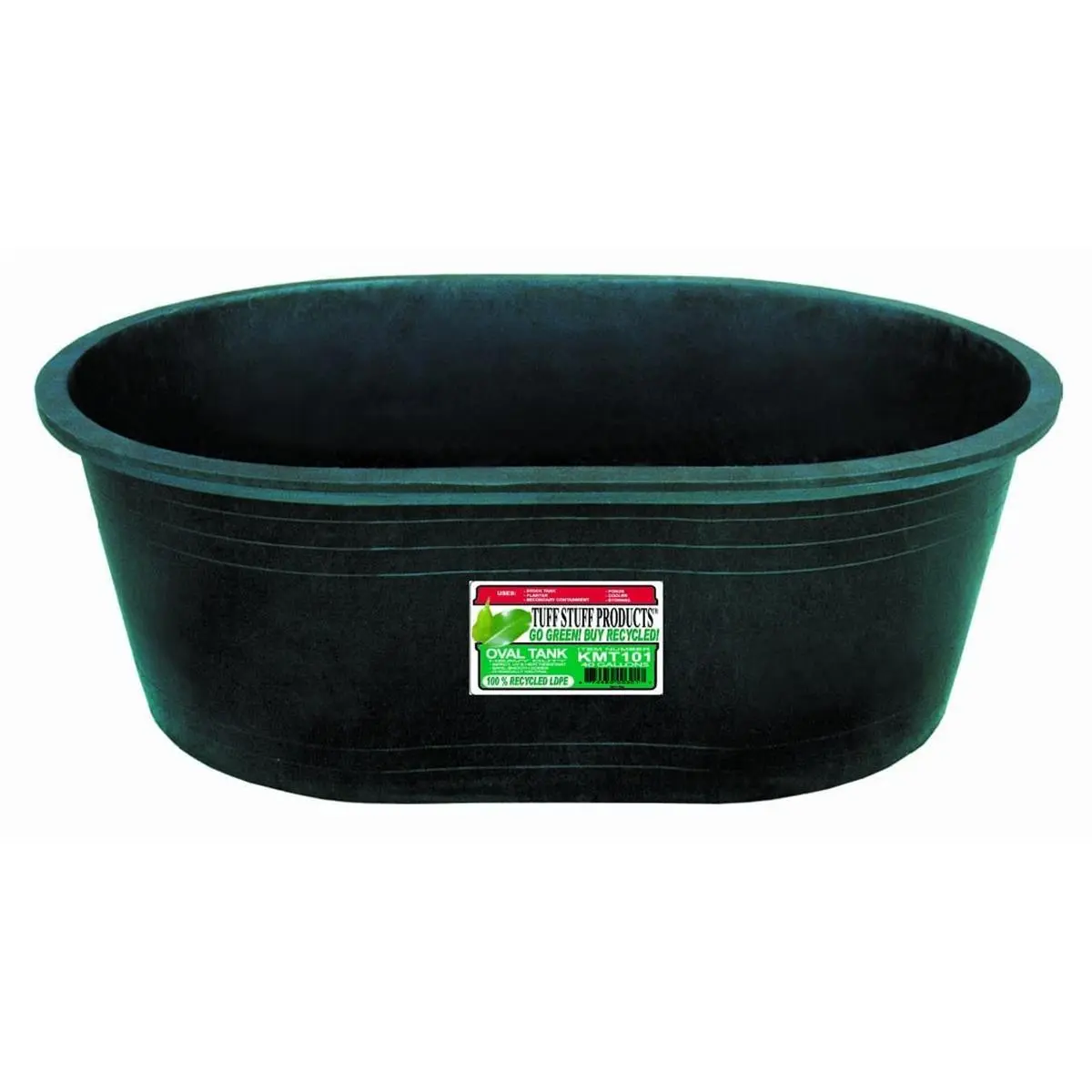 Tuff Stuff Products KMT102 Heavy-Duty Plastic Bucket - 30 gal Bulk Pail Stock Tank, Plug-In, UV, Heat & Cold Resistant Portable Oval Outdoor Water Storage Home Supply