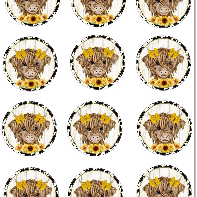 Highland Cow cupcake toppers EDIBLE topper Highland Cow theme Highland cow cake 12 images