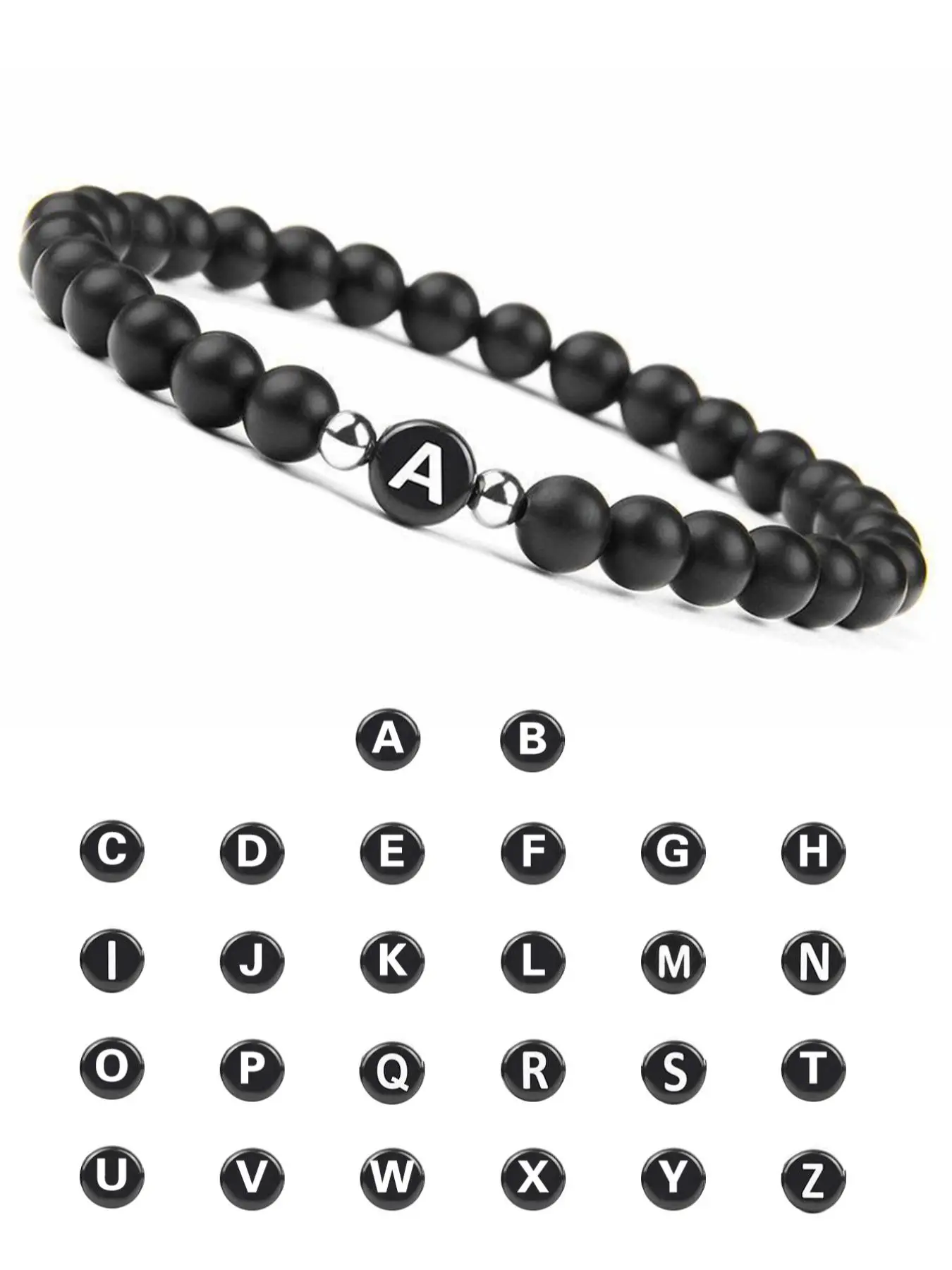 New Stylish Unisex 26 Letters Charm Bead Bracelet, Vintage Matching Beaded Bracelet, Cute Jewelry for Couples & Friends As Gift for I Love My Girlfrie