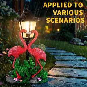 Two Solar-Powered Flamingos Outdoor Garden Decorative Statue, Suitable For Outdoor Courtyards, Art, Patios, Balconies, Lawns Or Decorations. It Is A Gift For Mothers, Grandmothers, Women Or For Christmas, Wedding Gifts