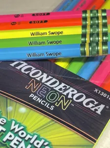 Personalized Engraved Neon Ticonderoga #2 Pencils for Back to School Teacher or Kindergarten Pre-K Gift | Elementary Fun Pencil