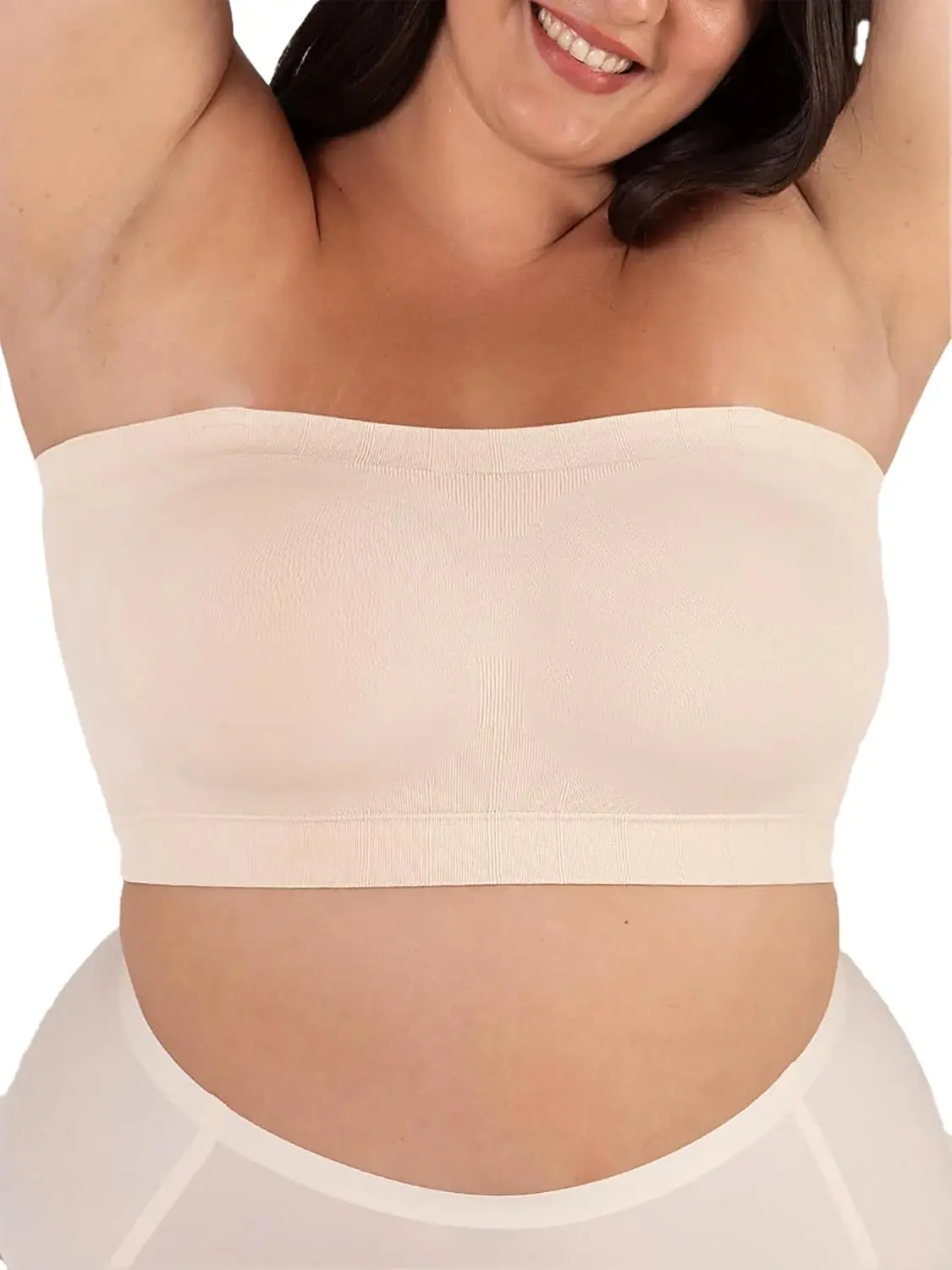 SHAPERMINT Strapless Bra, Wireless Non-Slip Bandeau, Convertible Straps, Molded Strapless Bras for Women S to Large Breasts