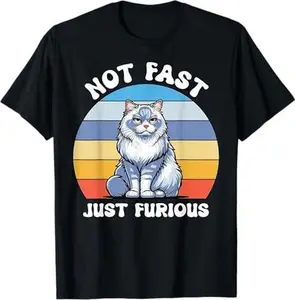 Not Fast Just Furious Funny Cat Retro Vintage T-Shirt