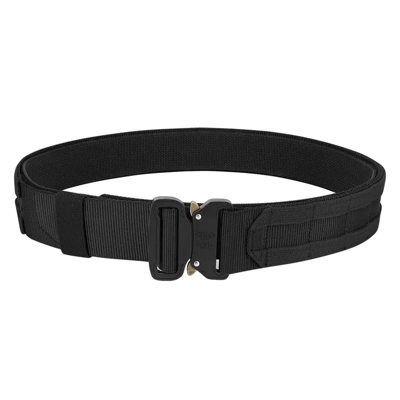 KRYDEX Tactical Ratchet Rigger Belt - 1.5"-1.75" Heavy Duty Metal Buckle, 1-Hand Operation, Unisex Fit, 2-Belts System, Rugged Nylon Webbing, Hook Layer, Multi-Size, MOLLE-Compatible Accessory (Black, Coyote Brown, Ranger Green, Wolf Grey), Tactical Ratch
