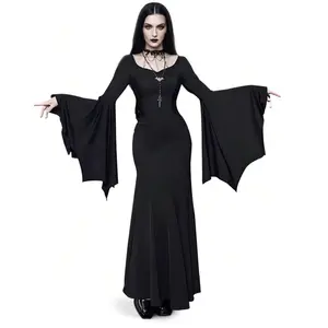 Women's  Dress Costumes Gothic Maxi Dress Halloween Cosplay Vintage Black Long Ankle-Length Dress Skirt