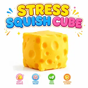 Cheese Stress Balls - Squishy Fidget Stress Relief Toys for Kids & Adults, Novelty Gag Gift