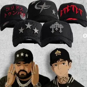 Barbas Hats x CT Snapback Collection – Premium Black Streetwear Caps with Chrome Logos, Star & Cross Embroidery, Rhinestone Details, Adjustable Unisex Hat for Men Women