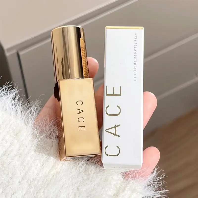 Viral Small Gold Tube Matte Lip Gloss, Smooth Luxurious Lipstick, High-Quality Matte Finish, Perfect for Daily Use, Trendy Makeup Essential