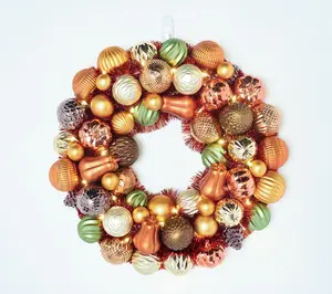 Hay & Harvest 22" Lit Shatterproof Ornament Wreath