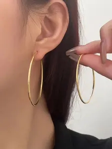 4pairs Simple Women's Large Plain Hoop Earrings ,Stylish and Unique Large Hoop Earrings ，Lightweight Dangle Earrings Set , Perfect for Daily Wear & Parties, Fashionable Jewelry Accessory