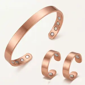 [Buy 1 Get 3] Bracelet + 2 FREE Pure Copper Ring,Adjustable Copper Magnetic Bracelet – Pain Relief & Arthritis Support – Healing Energy Bangle for Men & Women