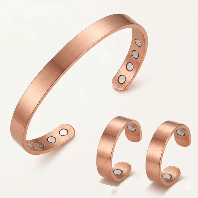 [Buy 1 Get 3] Bracelet + 2 FREE Pure Copper Ring,Adjustable Copper Magnetic Bracelet – Pain Relief & Arthritis Support – Healing Energy Bangle for Men & Women