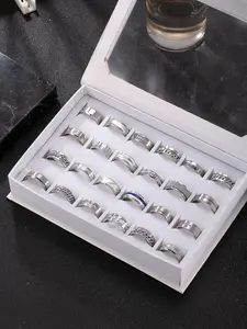 Men's Stainless Steel Rings Set, Hip Hop Punk Style Stackable Bands, Daily Wear Jewelry, Durable Smooth Surface, Trendy Accessories, Modern Metal Accessories