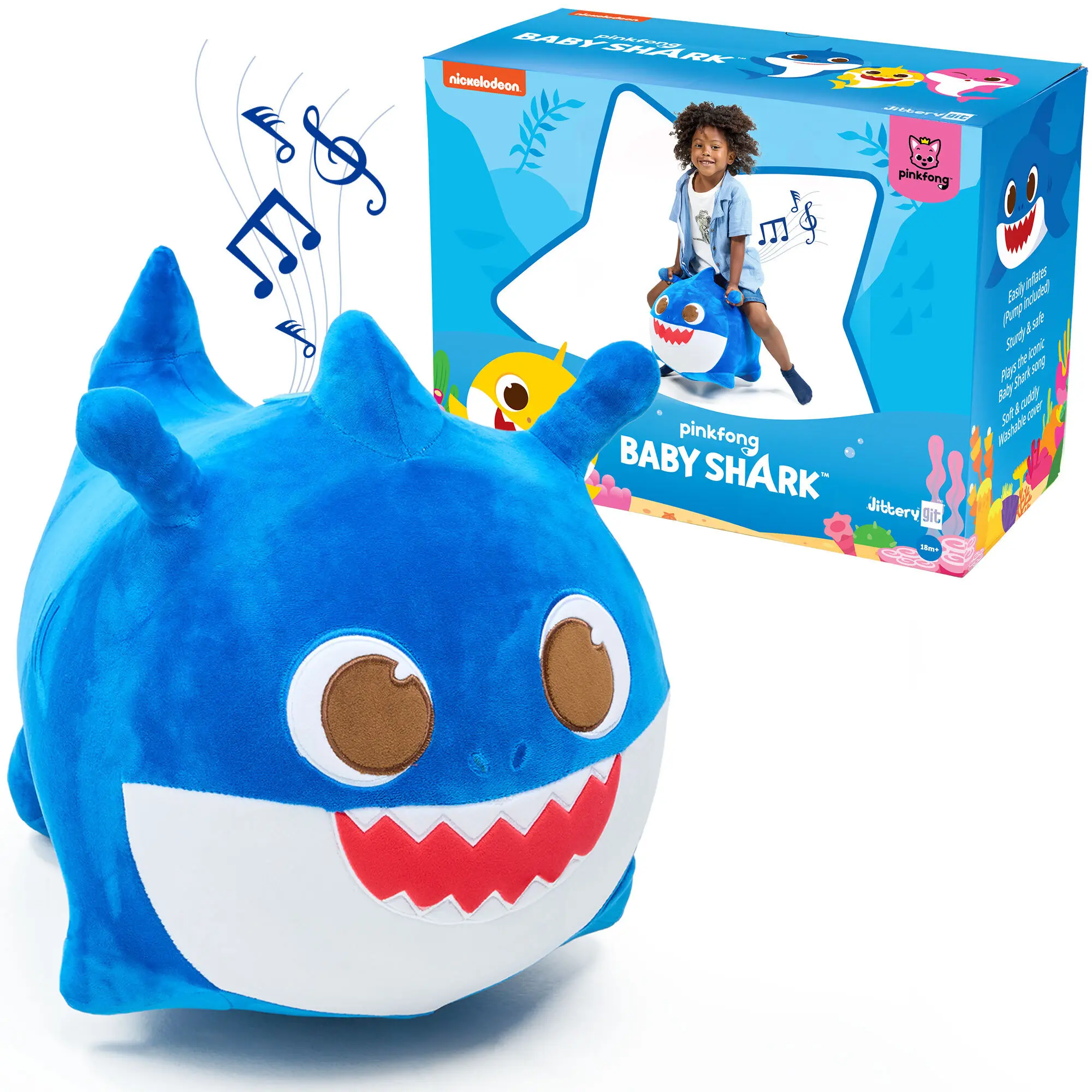 Pinkfong Daddy Shark Inflatable Ride-On Bouncer Toy for Babies 18m+