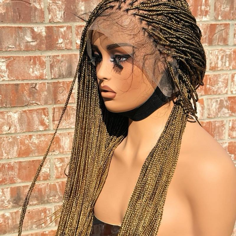 Micro Knotles braids made with fiber lace. Made with a 360 full lace in color 27 available in 30 inches