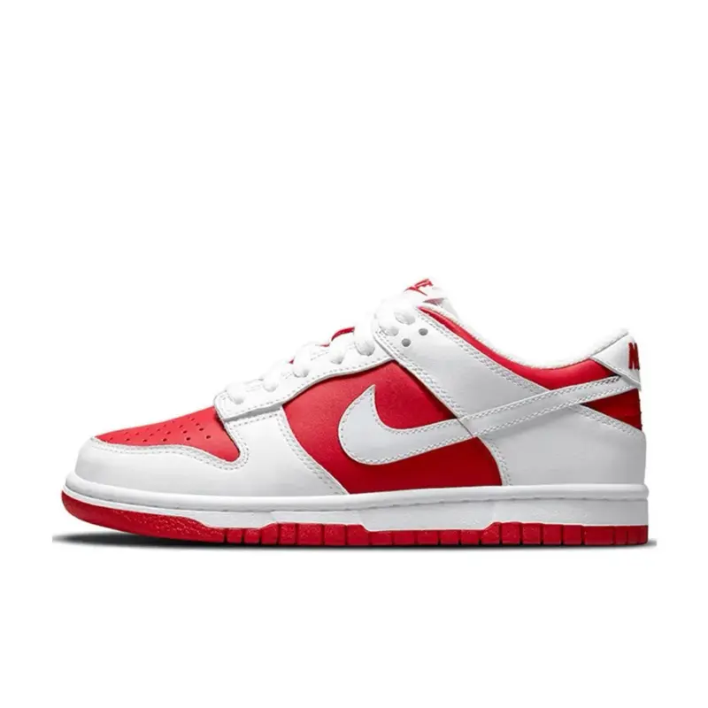Nike Dunk Low Championship Red Youth/Women’s Low-Top Athletic Sneaker Footwear, Casual Sporty Sneakers for Daily Lifestyle & Casual Sports Training, Sporty Chic