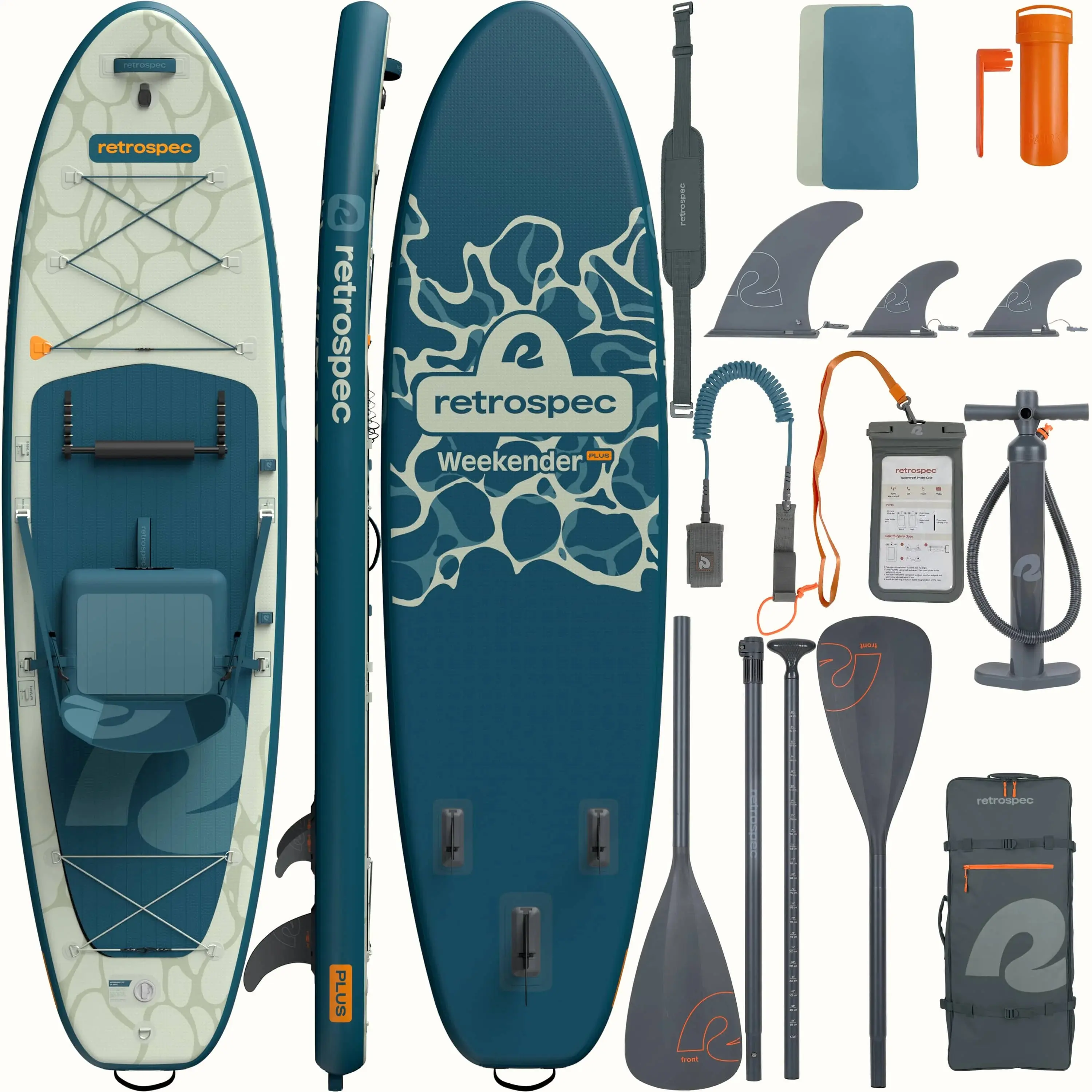 Retrospec Weekender Plus 10'6" All-Around Inflatable Stand-Up Paddle Board, 2-in-1 Kayak Hybrid, Complete Kit with Seat & Camera Mount, Paddle Boarding, Bag, Grateful Dead, Kayaking, Adjustable/Removable Foot Rest