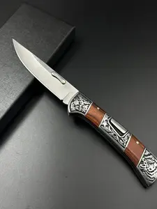 Wood Handle Folding Knife, Outdoor Camping Fishing Tool, High-End Gift