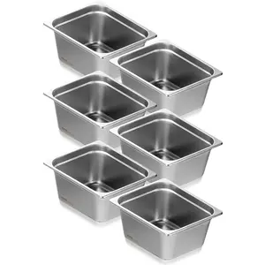 【Summervibes】VEVOR 6 Pack Hotel Pans, 1/2 Size Anti-Jam Steam Pan, 0.8mm Thick Stainless Steel Restaurant Steam Table Pan, 6-Inch Deep Commercial Table Pan, Catering Storage Food Pan, for Industrial & Scientific Sturdy Kitchen