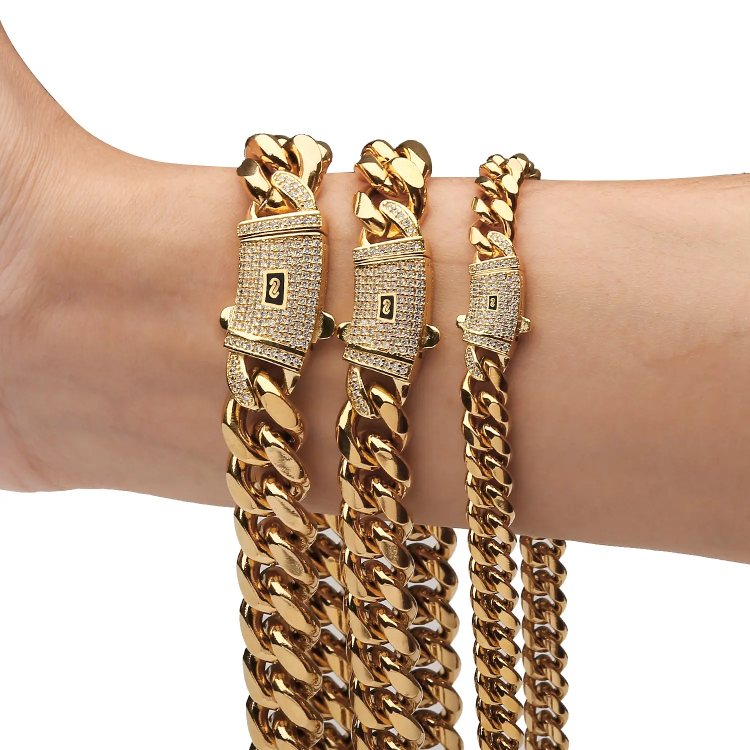 14K gold-plated Cuban necklace/bracelet Brand new "S" logo design| The latest electroplating gold-plating process for rust prevention| Miami hip-hop style fashion items| The best gift for men and women| Couples' style| 6mm/8mm/10mm/12m