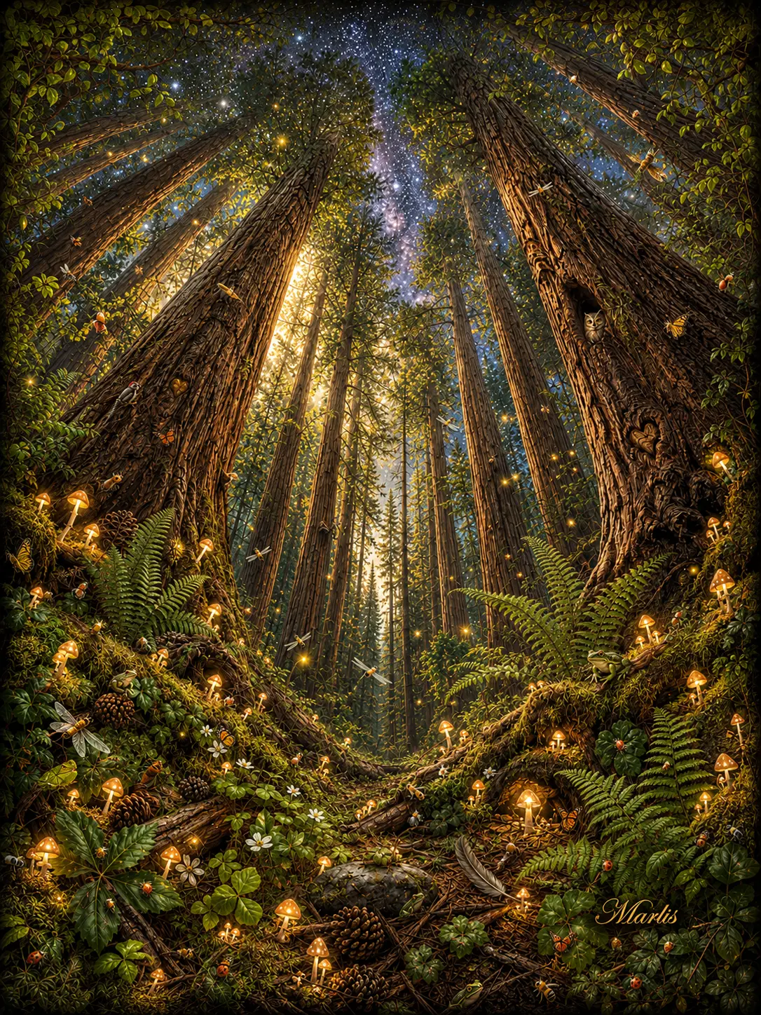 Oversized Redwood Cathedral Nest Seek-and-Find Blanket - Durable Aesthetic Blanket for Cozy Setup, Evening Rituals, Snug as a Bug in a Rug, Immersive Forest Art Textile, Home Relaxation