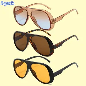 3-Pack High-End Retro Women’s Shades – UV400 Protection Square/Oval Tortoiseshell Blinged, Must-Have for Street Style & Party Gatherings