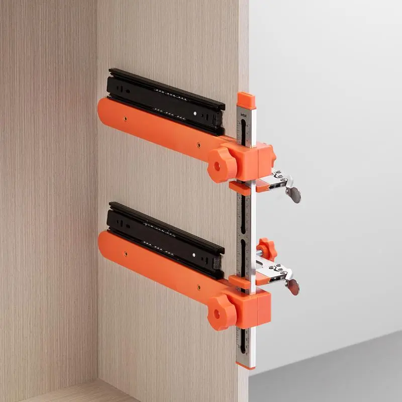 Imbot New Upgraded Drawer Rail Edge Clamp DIY Furniture Cabinet Drawer Rail Auxiliary Fixing Woodworking Tools Decorative Essential Rail Mounting Fixing Tool Extension Bracket Hinged Design Stainless Steel door cabinet door