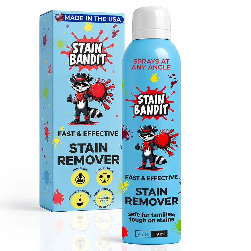 Stain Bandit Non-Toxic Stain Remover Spray | Removes Wine, Coffee, Grease &  Pet Stains Instantly | Deep Clean Laundry, Carpet & Upholstery | 360° Continuous Spray | Made in USA
