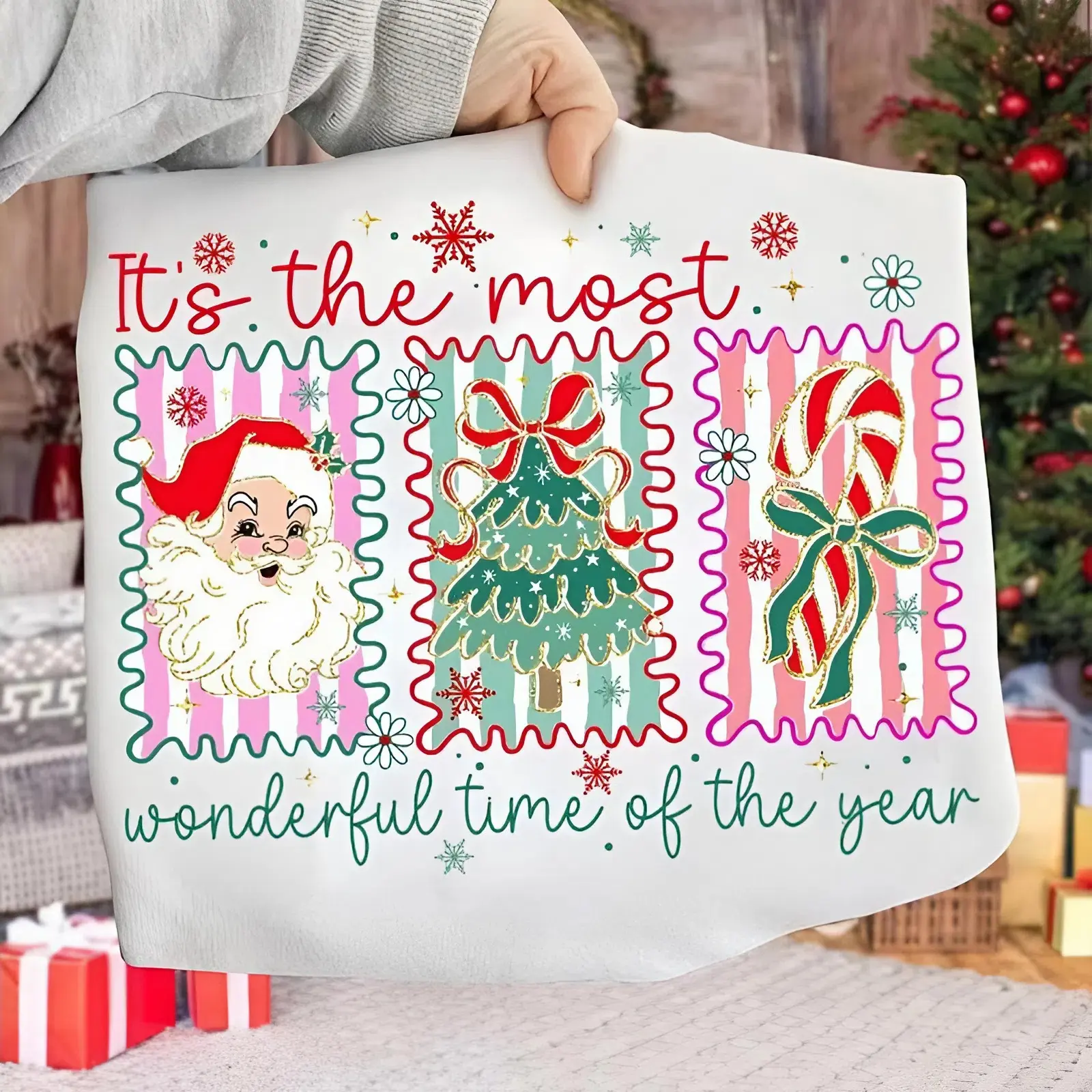 Coquette Christmas Youth and Adult Sweatshirt or T-shirt, Merry and Bright shirt, Preppy Christmas Tree Sweatshirt, Santa Sweater, Candy Cane Christmas shirt, Merry Christmas Shirt, Family shirt, Trending tee, youth clothing, gift for son and daughter
