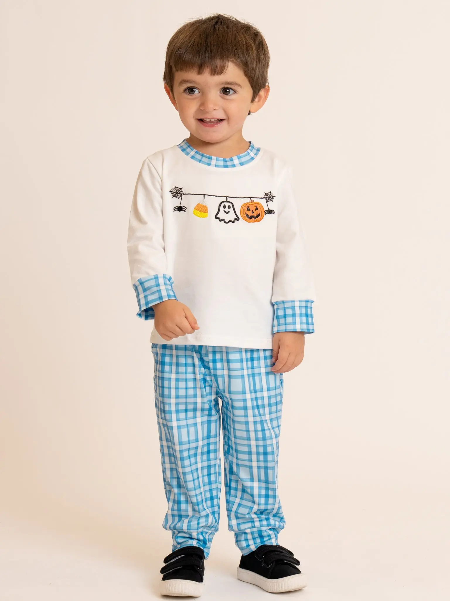 Boo Banner Buddies Embroidered Plaid Outfit