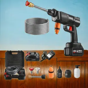 Portable Stainless Steel High-Pressure Cleaning Gun Kit with Quick-Connect Nozzle and Hose, Perfect for Cars, Homes & Gardens