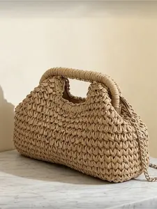 Women's Straw Handbag Unique Woven Shoulder Bag Multi-functional Casual Crossbody Bag for Outdoor Dating Shopping Gifting Commuting Beach Use Beach Bags