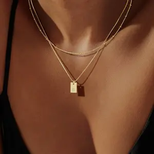 Initial Necklace for Women, Layered Letter Pendant Necklace Set Dainty Capital Monogram Choker Trendy Peonalized Tiny Alhpabets A-Z Tag Charm Name Necklace Jewelry Gift