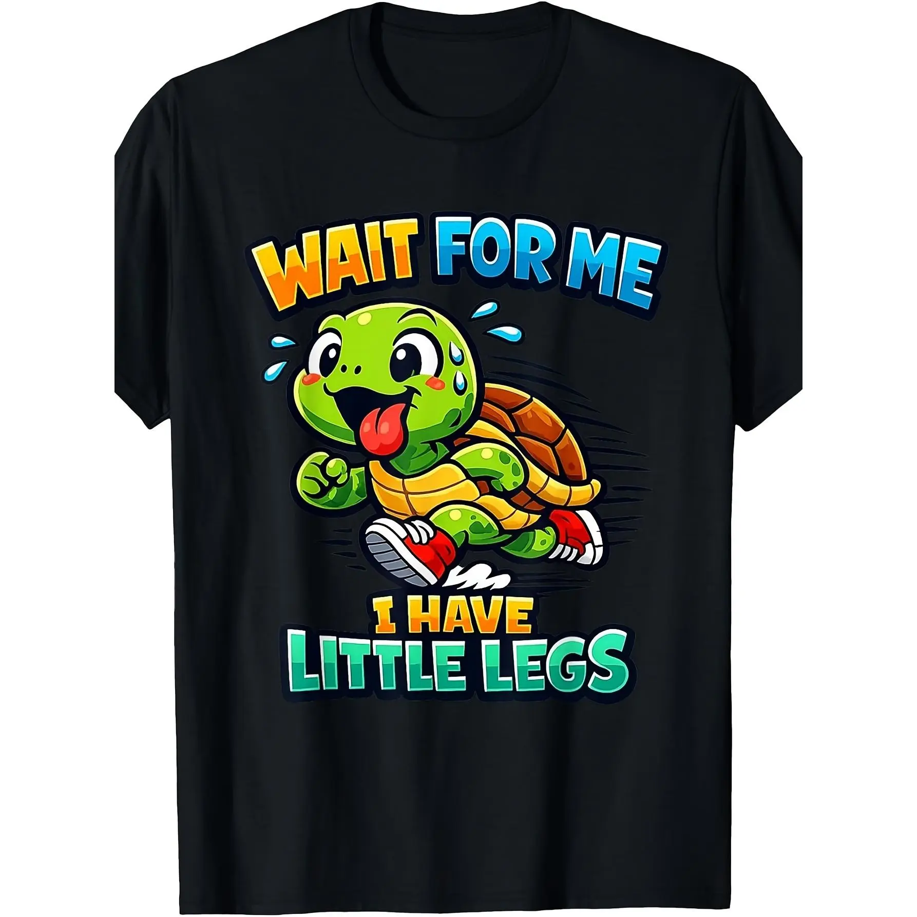 Men's 100% Cotton Short-Sleeve Graphic Tee, Vintage Casual Tops with "Wait for Me I Have Little Legs" Funny Meme Print, Shortsleeve, Menswear, Oversized, Round Neck, All Seasons