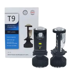 T9 H4 LED Mini Projector Lens: Super Bright 6000k Car Headlights with Hi/Lo Beam Pack of 2