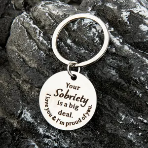 2pcs Inspirational Stainless Steel Sobriety Keychains - Rustproof & Hypoallergenic, Perfect Gift for Men's Milestones, Birthdays, Graduations & Christmas, Stainless Steel, Sobriety Keychain, Inspirational, Gift