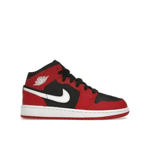 Jordan Kid's 1 Mid Gym Red Black White Basketball Shoes, from StockX