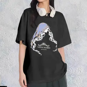 Streetwear Oversized T-Shirt with Dark Aesthetic Girl Print Halter Open Back Impact Sports Bra