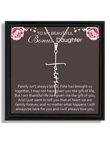 One piece birthday pendant necklace gift box with blessing card and box featuring an ornamental cross letter design suitable for family