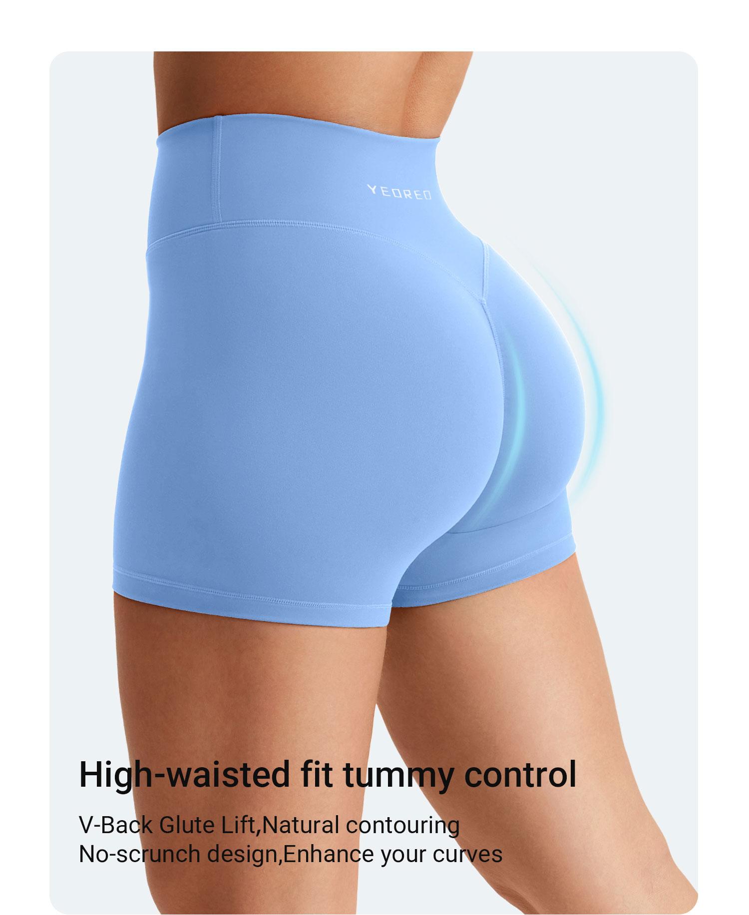 YEOREO Women's V-Back Athletic Shorts, High Waisted Scrunch Butt Lifting Design with Tummy Control, Breathable Fitness Workout Shorts, 3.6" Inseam, No Front Seam, High Rise Shorts tiktokshopbacktoschool