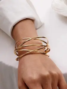 ✨Minimalist Open Cuff Cross Bracelet for Women - Gold/Silver Alloy Twisted Cross Wire Bangle, Adjustable Wrap Wrist Cuff, Punk Gothic Statement Hand Jewelry, Trendy Layering Arm Cuff, Perfect Mother‘s Day Gift✨