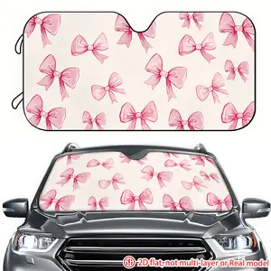 1pc pink bow background image car sun visor 2D high-definition printing, car sun visor effectively blocks sunlight, suitable for decorating front windshield of RVs, trucks, and General Motors