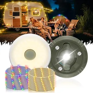 ISUNMEA Camping Light String, 3 in 1 Camping Light Rechargeable(32.8Ft), RGB Portable Outdoor String Lights, Durable Tent Fairy Lights, USB Camp Lights for Camper, Tent, RV, Hiking Multi-Modes LED Garland Lights