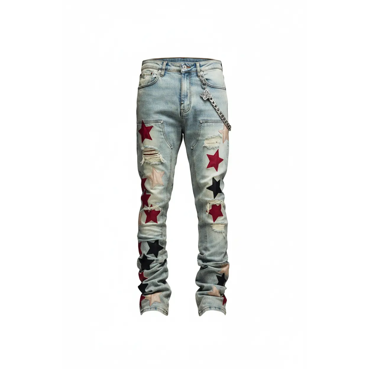 GUAPI WINE RED VINTAGE STARS DENIM JEANS
