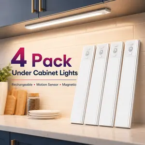 Under Cabinet Lights, 4 Pack Motion Sensor Night Light Indoor, Magnetic Dimmable LED Cabinet Lights for Kitchen, Closet, Pantry, Stairs emergency