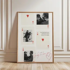 Personalized Playing Card with Couple Photo, Custom Romantic Photo Gift, Unique Anniversary Present for Boyfriend, Thoughtful Couple Keepsake Wall Art